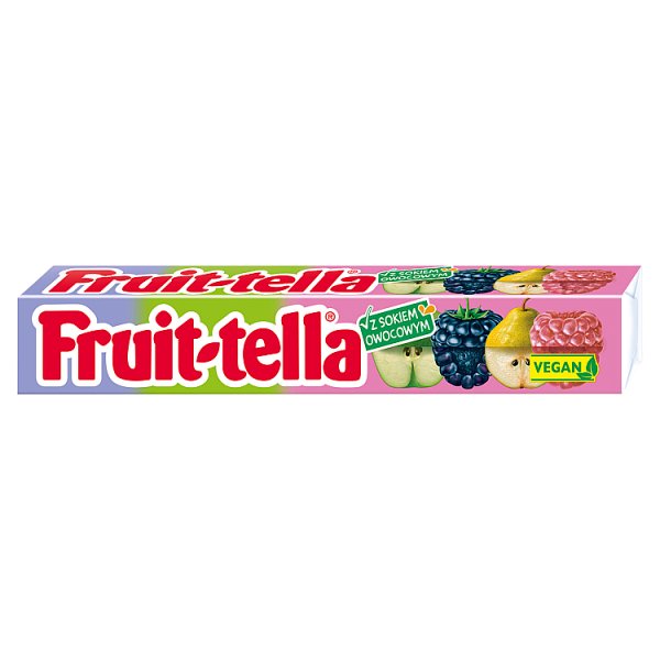 Fruittella Cukierki do żucia o smaku jabłkowym gruszkowym malinowym i jeżynowym 41 g (10 sztuk)