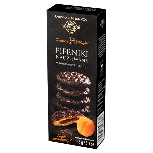 Kopernik Z serca fabryki Pierniki nadziewane w deserowej czekoladzie smak morelowy 145 g