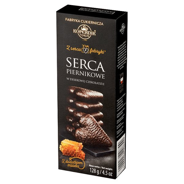Kopernik Z serca fabryki Serca piernikowe w deserowej czekoladzie z dodatkiem miodu 128 g