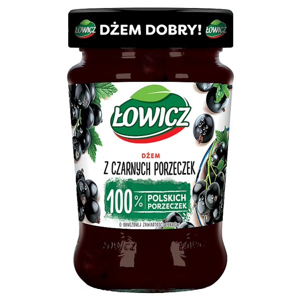 Łowicz Dżem z czarnych porzeczek o obniżonej zawartości cukrów 280 g