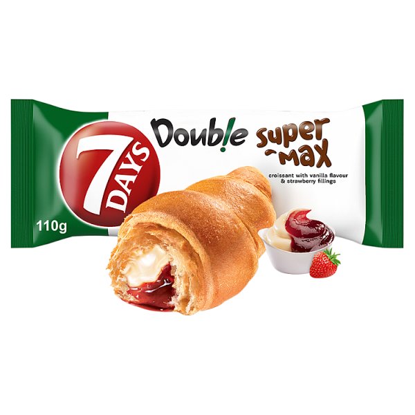 7 Days Doub!e Super Max Rogalik z nadzieniem o smaku waniliowym i truskawkowym 110 g