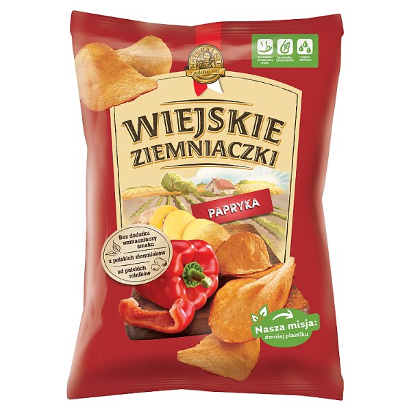 Wiejskie Ziemniaczki Chipsy ziemniaczane papryka 130 g