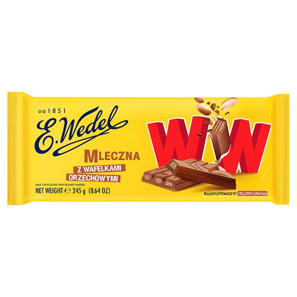 E. Wedel WW Czekolada mleczna z wafelkami orzechowymi 245 g