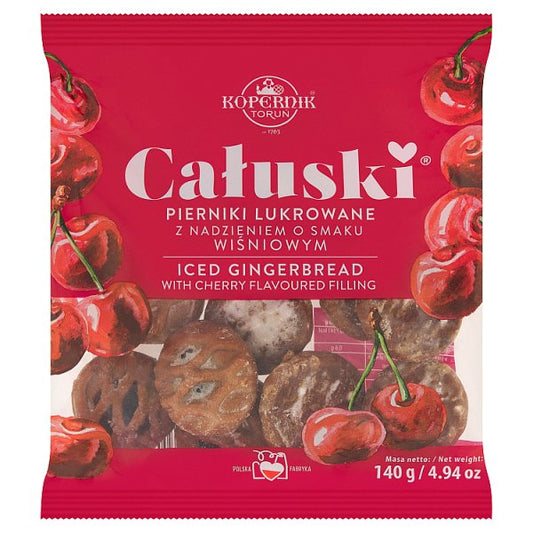 Kopernik Całuski Pierniki lukrowane z nadzieniem o smaku wiśniowym 140 g