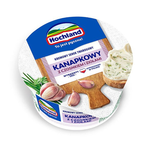 Hochland Kremowy serek twarogowy kanapkowy z czosnkiem i ziołami 130 g
