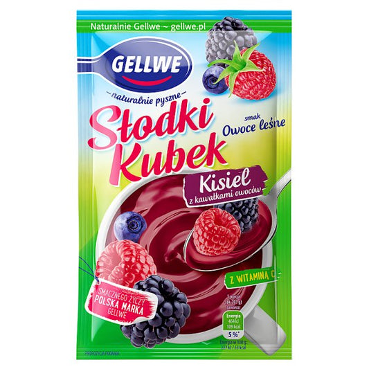 Gellwe Słodki Kubek Kisiel z kawałkami owoców smak owoce leśne 28 g